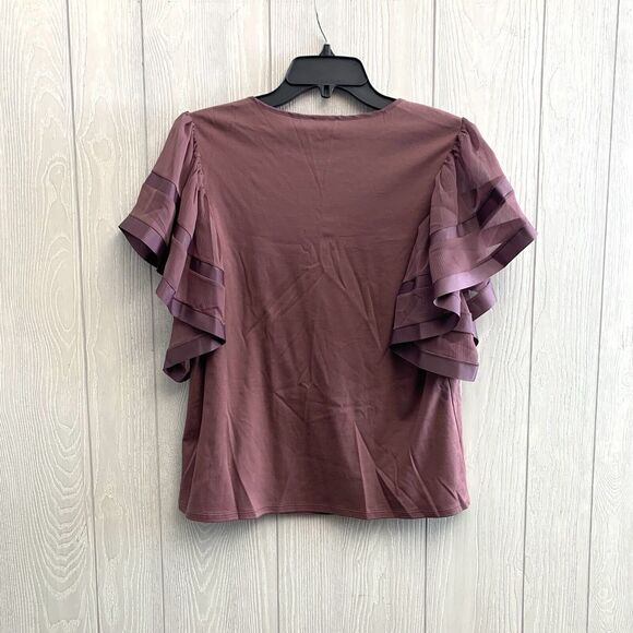 Express Mauve Short Ruffle Sleeve Blouse Size Small NWT - Picture 4 of 4